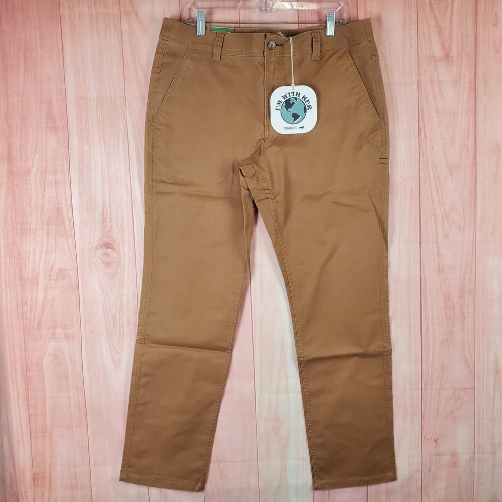 Toad & Co Mission Ridge Lean Pants Mens 32 32x32 Tan Pockets Straight Leg NWT